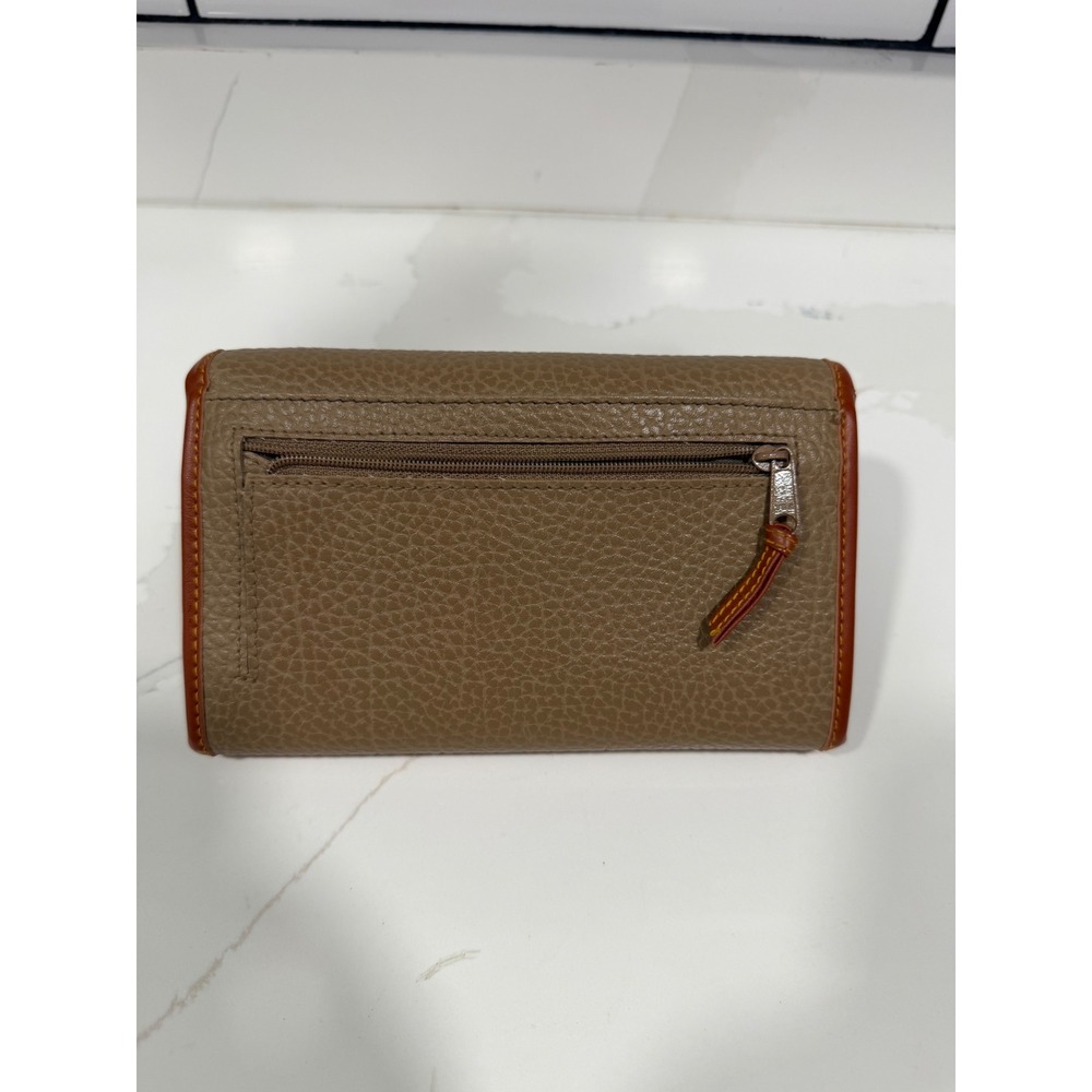 Dooney & Bourke Vintage All Weather Leather Checkbook Clutch Wallet Taupe Tan - Picture 2 of 9